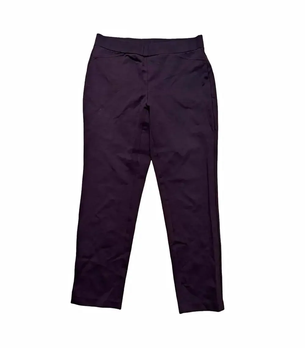 Michael Michael Kors Womens Black Solid Flat Front Pants L Regular Stretch